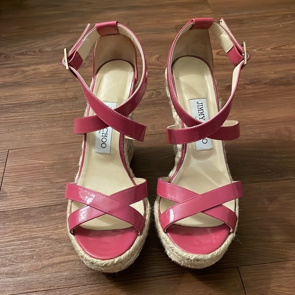 Jimmy Choo Porto Patent Espadrille Wedge, Pink - Picture 13 of 14